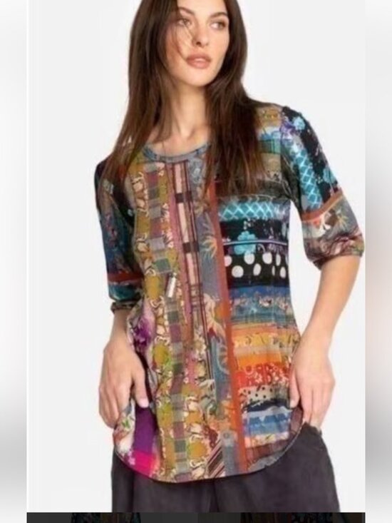 Johnny Was Tops - Johnny Was Sonnet Patchwork Top 3XL